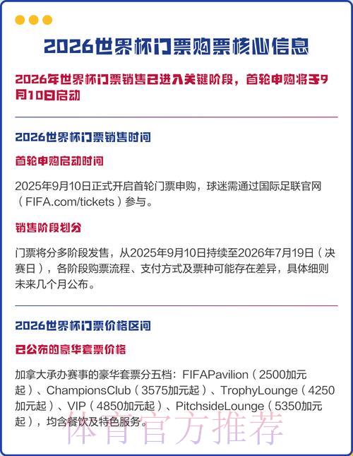 2026年世界杯官方正规购票平台权威排名推荐